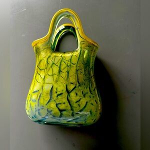 Hand blown Glass Purse Vase made in Poland
